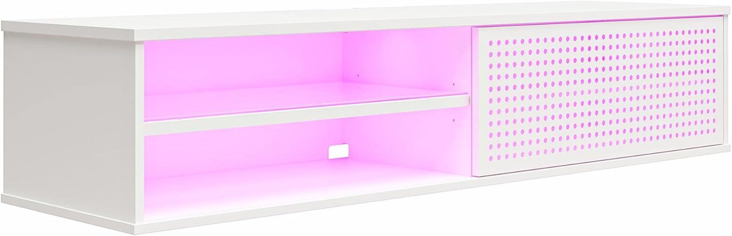 Glitch Floating TV Stand for TVs up to 60" White - NTENSE: Modern Media Console, MDF, 95 lbs Capacity