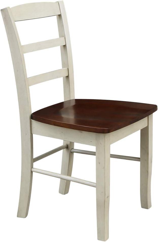 Set of 2 Madrid Ladderback Chairs Antiqued Almond/Espresso - International Concepts: Solid Wood, Unupholstered, Spot Clean