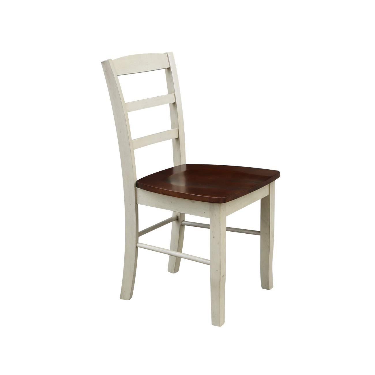 Set of 2 Madrid Ladderback Chairs Antiqued Almond/Espresso - International Concepts: Solid Wood, Unupholstered, Spot Clean