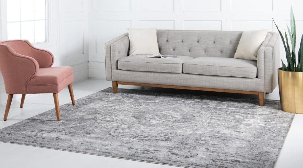 Unique Loom Portland Collection Area Rug - Astoria (4' 1" Square Gray/Ivory)