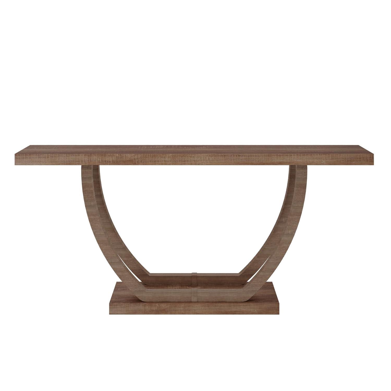 Tribesigns 63 Inches Farmhouse Wood Console Table for Entryway, Narrow Long Foyer Sofa Table with Geometric Legs for Hallway, Entrance, Brown