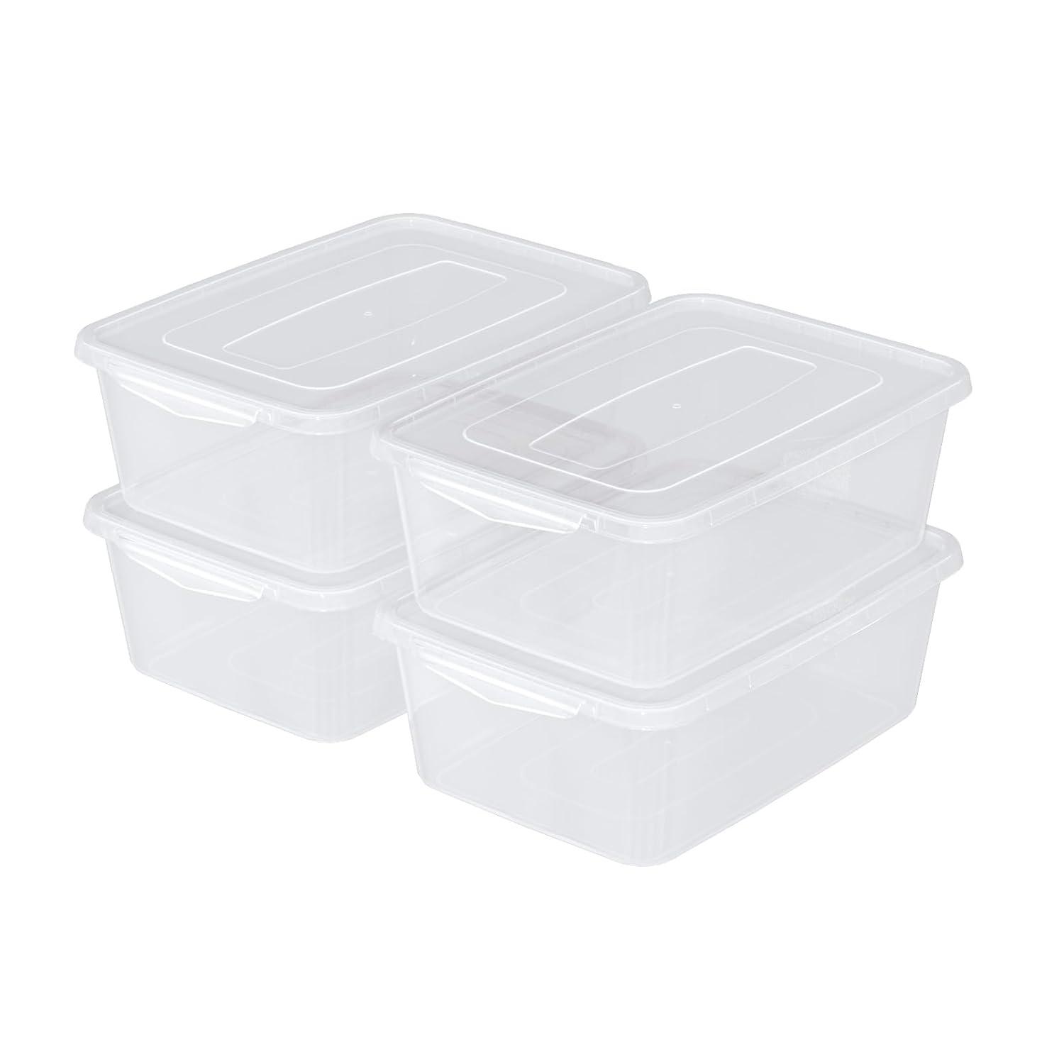 4-Pack 14 L Clear Dough Proofing Box, Food Pizza Storage Container