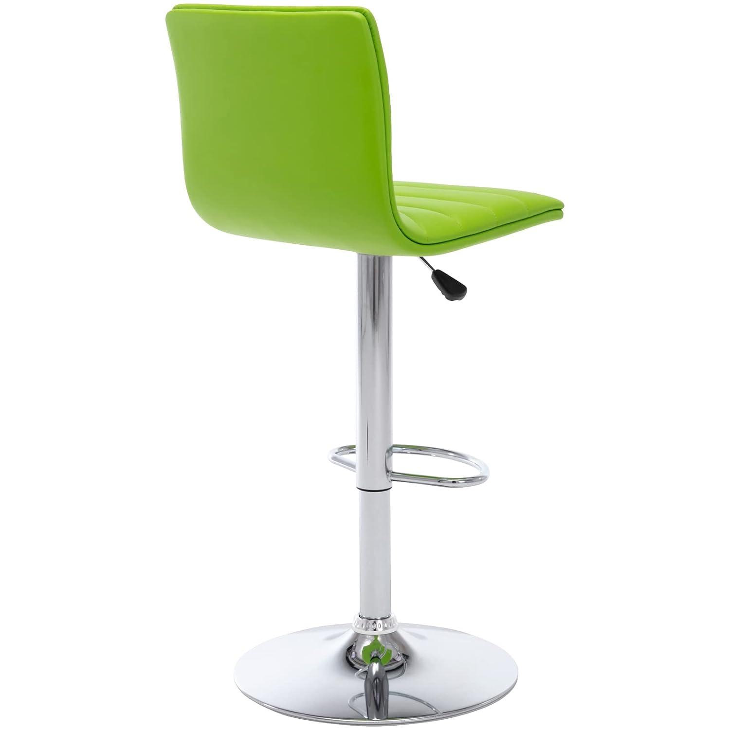 Flash Furniture Modern Green Vinyl Adjustable Bar Stool with Back, Counter Height Swivel Stool with Chrome Pedestal Base