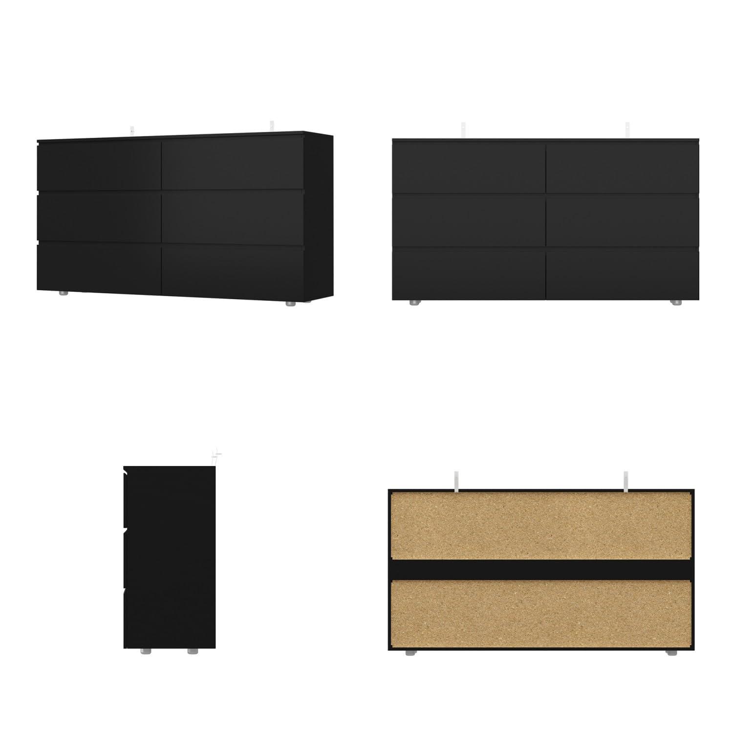 FAMAPY Chest of Drawers Dresser No Handles, 6 Drawer Dresser with Wide Storage, Modern Contemporary 6-Drawer Chest, for Bedroom Black (59”W x 15.7”D x 32.3”H)