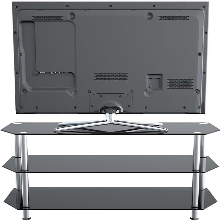 AVF Transitional Steel and Glass TV Stand for up to 60" TVs in Black/Chrome