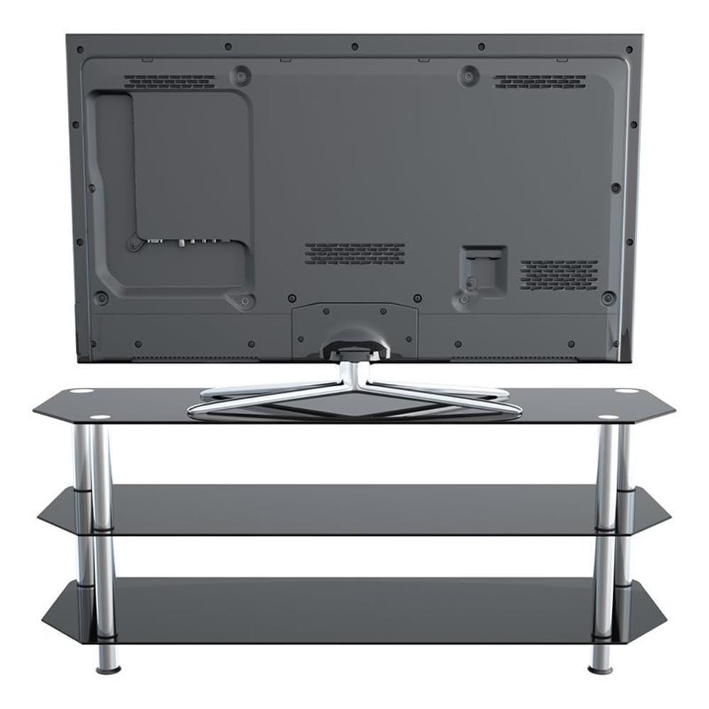 AVF Transitional Steel and Glass TV Stand for up to 60" TVs in Black/Chrome