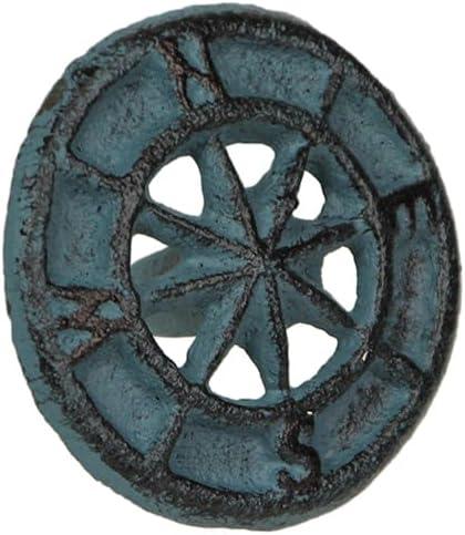 Zeckos Set Of 12 Light Blue Cast Iron Compass Rose Drawer Pulls Cabinet Hardware Knobs (Set of 12)
