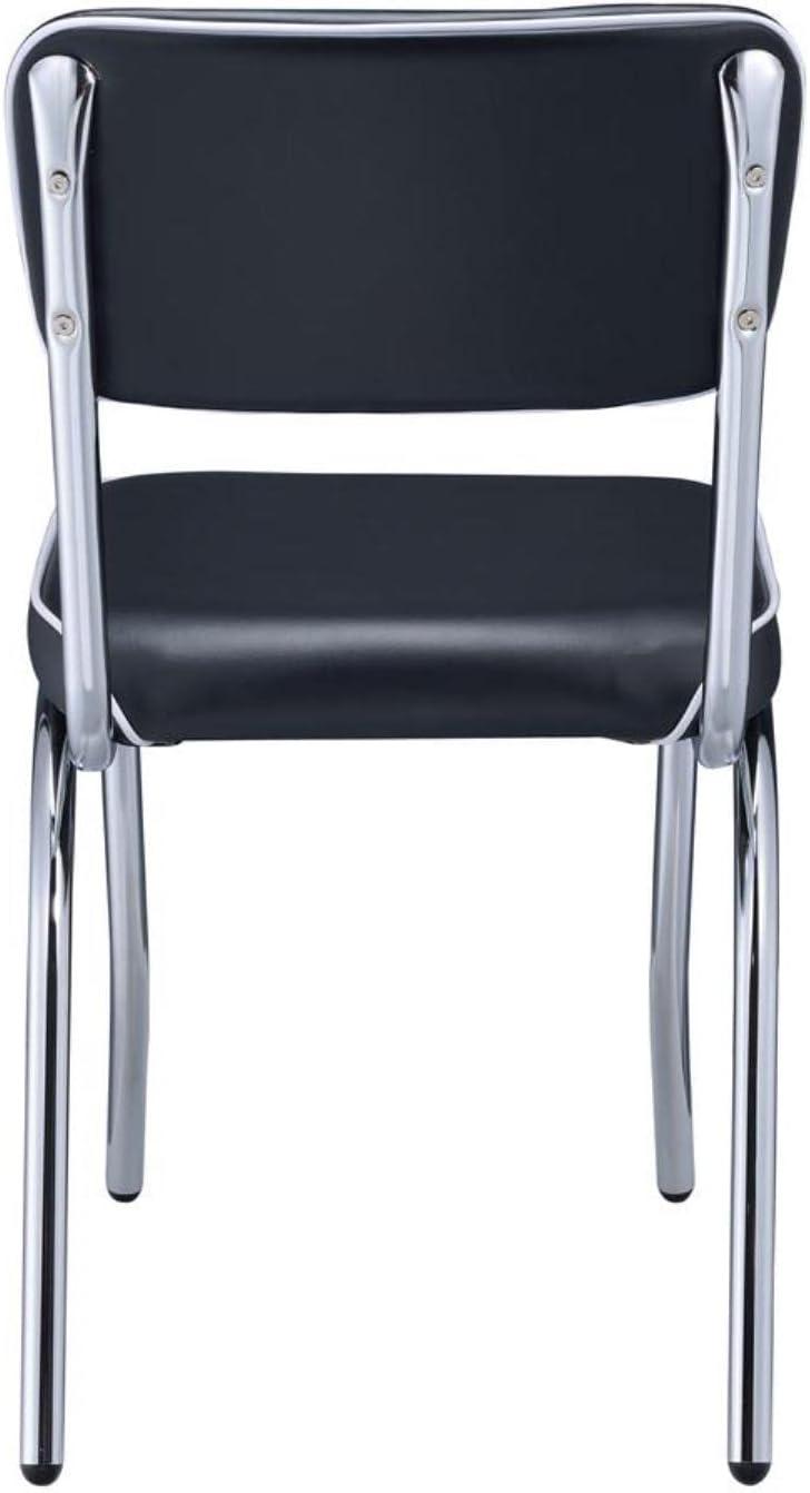 Transitional Faux Leather Side Chair in Black with Metal Frame