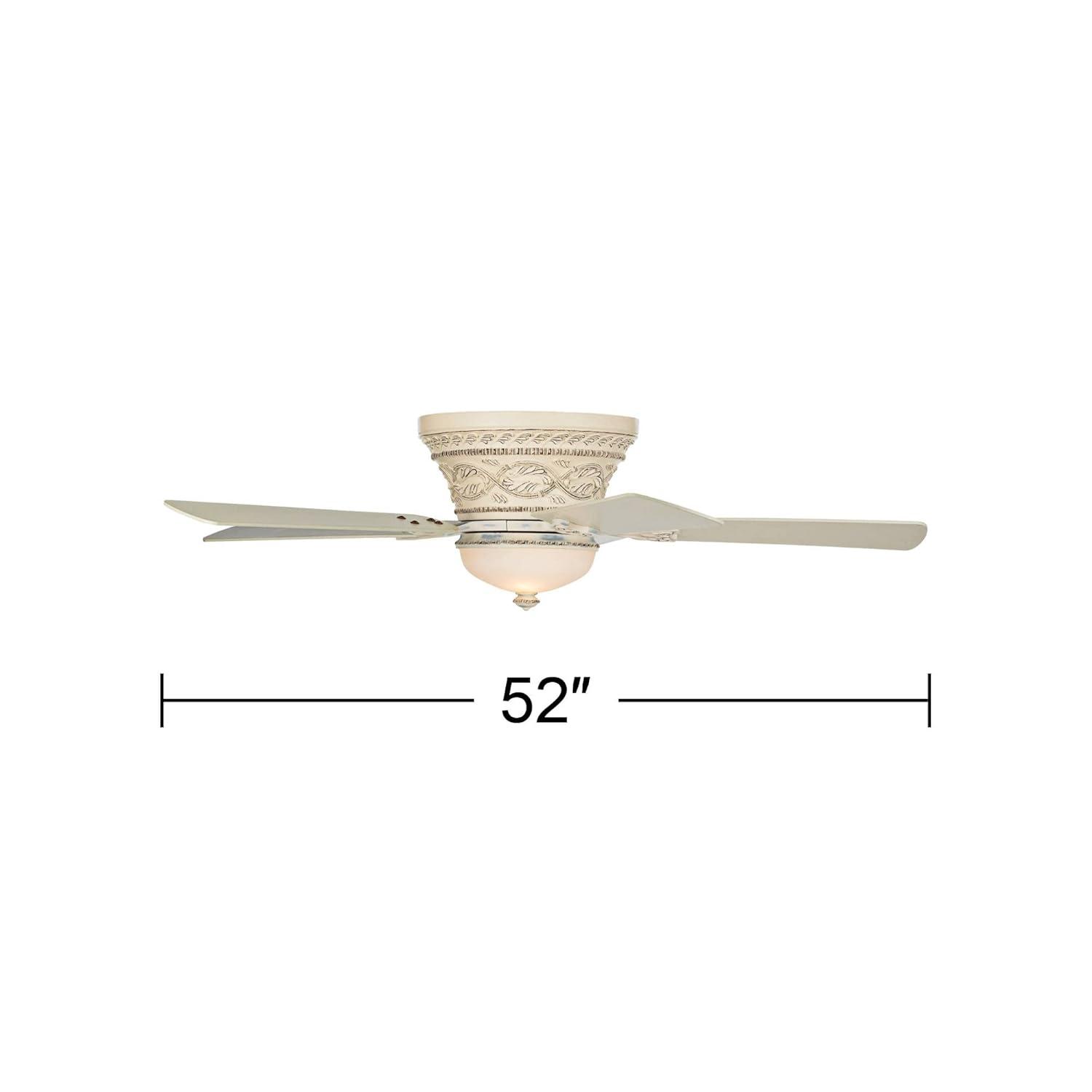 Casa Vieja 52" Ancestry Vintage Antique Indoor Ceiling Fan 5 Blade LED Light Remote Control French White Finish Bedroom Living Room Kitchen Hugger