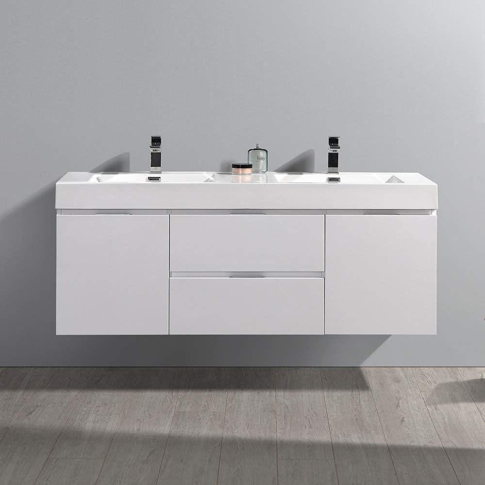 Fresca Valencia 60" Wall Mount Double Sink Bathroom Vanity with Top and Sinks (Faucets Not Included)
