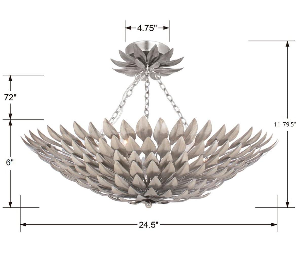 Broche 6 Light Antique Silver Ceiling Mount