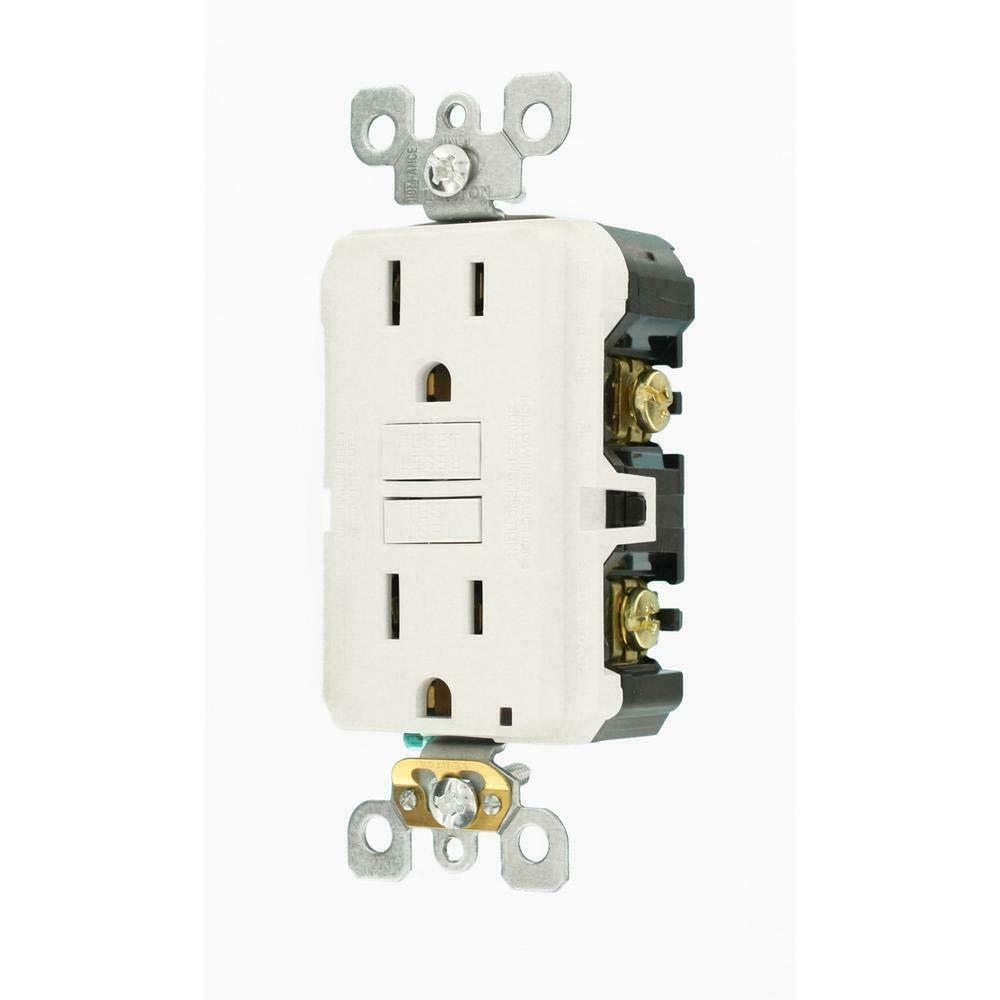 15 Amp White Duplex Self-Test Slim GFCI Outlet with Wall Plate (4-Pack)