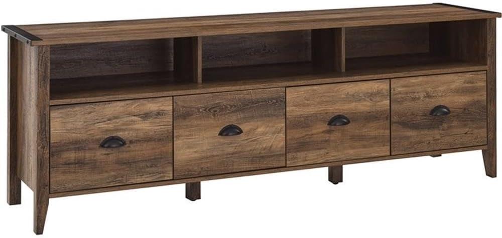 Clair 70" Industrial Farmhouse 4-Drawer TV Stand in Rustic Oak