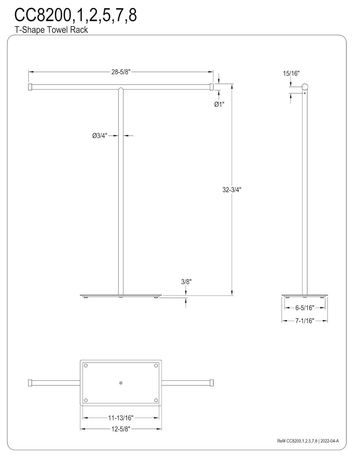 Oil Rubbed Bronze T-Shape Towel Rack with Weighted Base