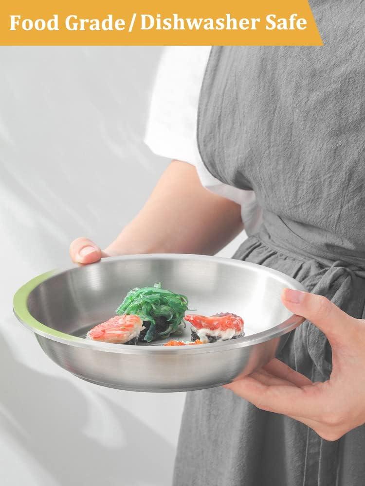 Stainless Steel Cat Bowls 4 Pack, Whisker Fatigue Relief Cat Food Dish, Metal Shallow Wide Large Replacement Plate for Dog and Pet, Ideal for Raised Elevated Pet Feeding Station Stand