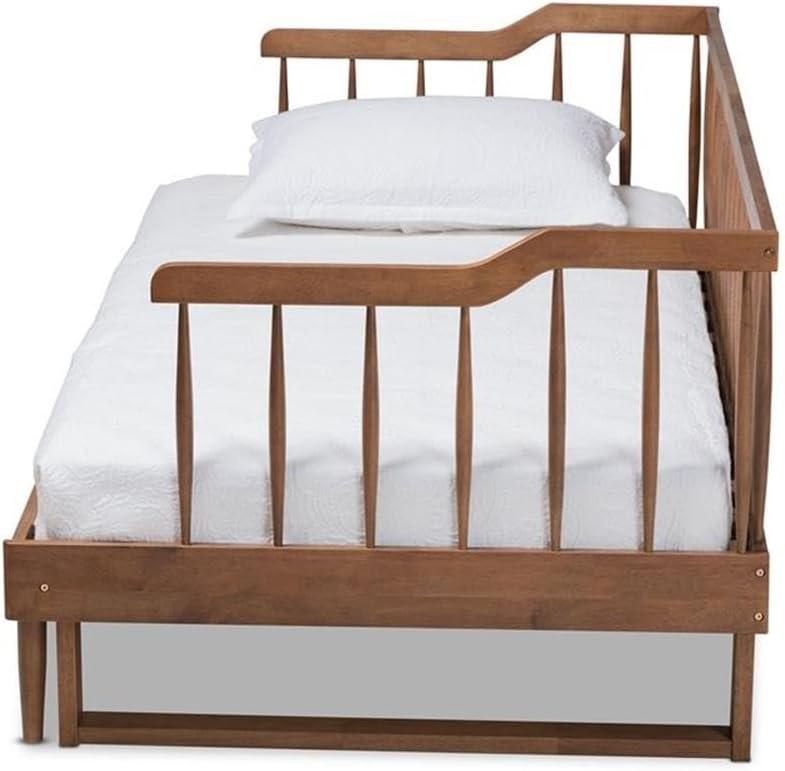 Twin to King Muriel Expandable Spindle Daybed Walnut - Baxton Studio: Contemporary Unupholstered, No Box Spring Needed