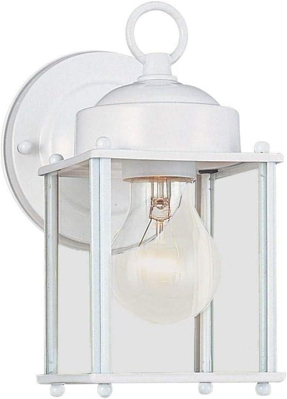 New Castle 1-Light White Outdoor 8.25 in. Wall Lantern Sconce
