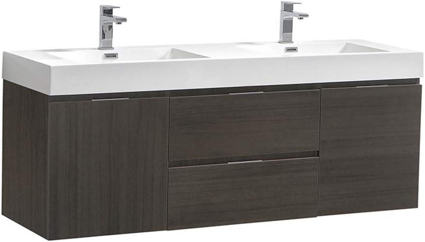 Fresca Valencia 60" Wall Mount Double Sink Bathroom Vanity with Top and Sinks (Faucets Not Included)
