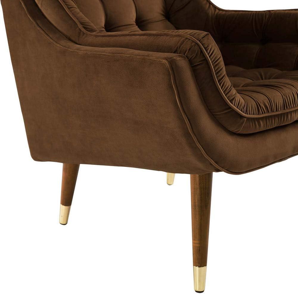 Modway Suggest Tufted Performance Velvet Lounge Chair in Brown