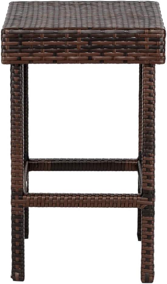 Hassch 24" Counter Height Rattan Wicker Bar Stools Set of 4, Bistro Pub Backless Barstools, Kitchen Dining Room Chairs, Indoor Outdoor Furniture (Brown)