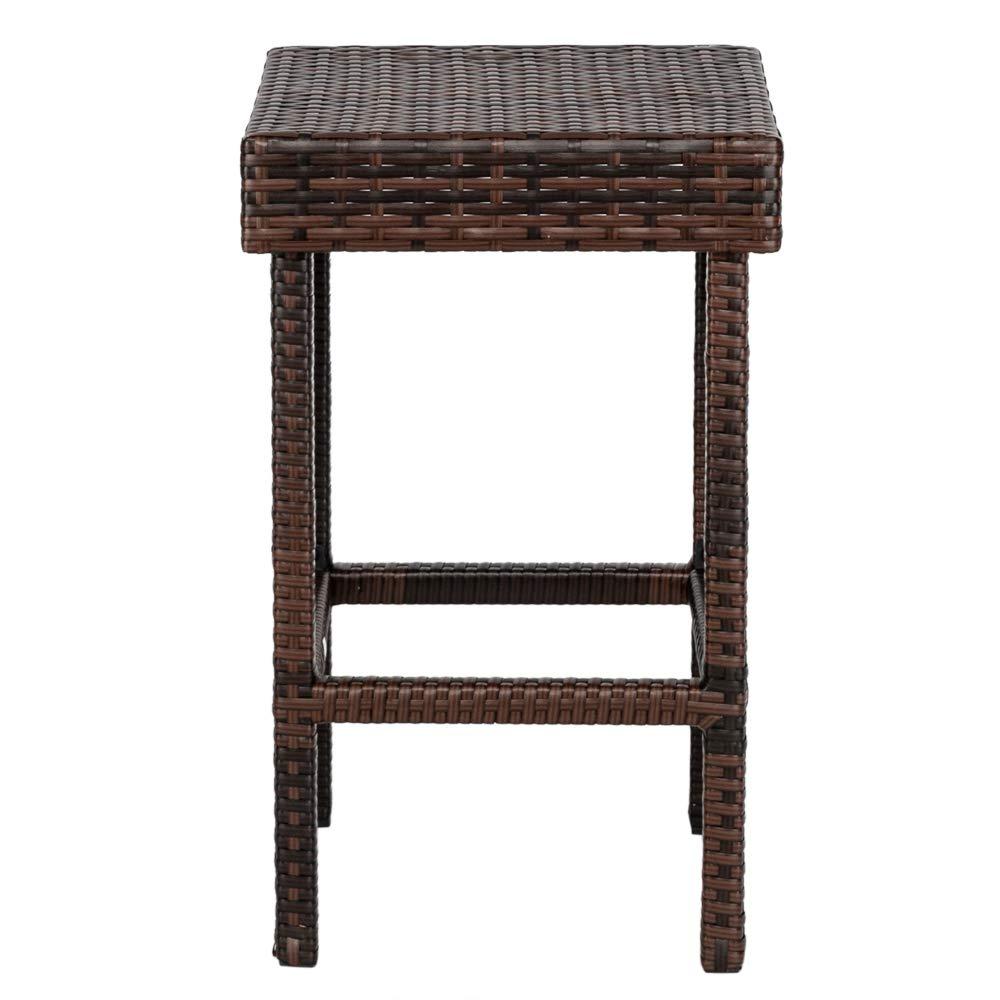 Hassch 24" Counter Height Rattan Wicker Bar Stools Set of 4, Bistro Pub Backless Barstools, Kitchen Dining Room Chairs, Indoor Outdoor Furniture (Brown)