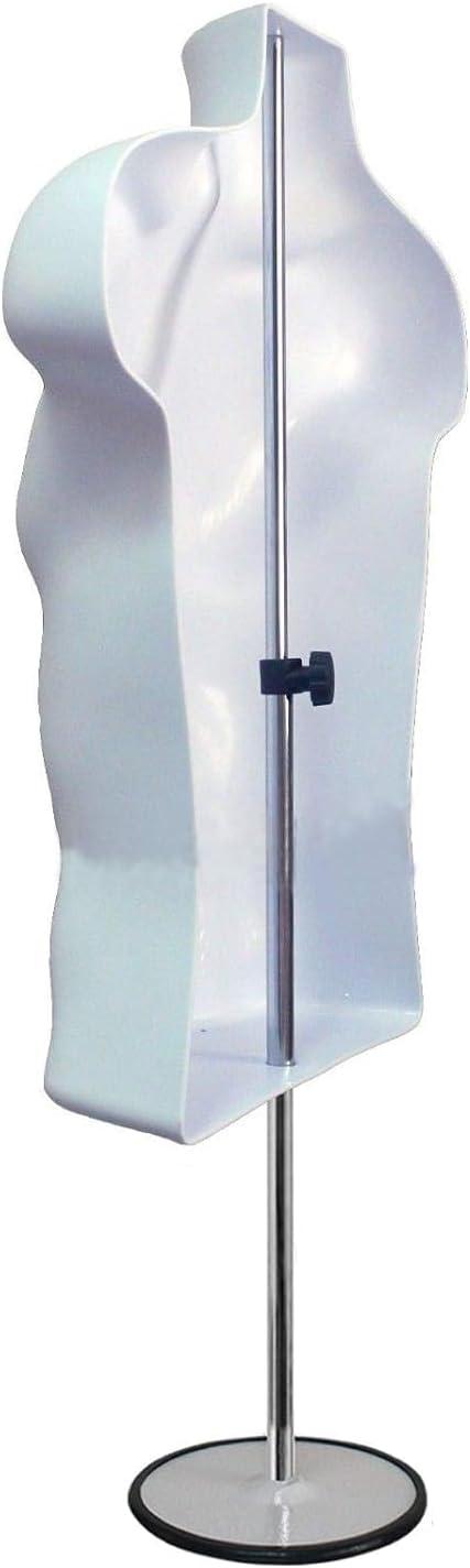 DisplayTown White Male + Female Mannequin Hollow Back Body Torso Set w/ Metal Stand and Metal Pole & Hanging Hook, S-M Sizes