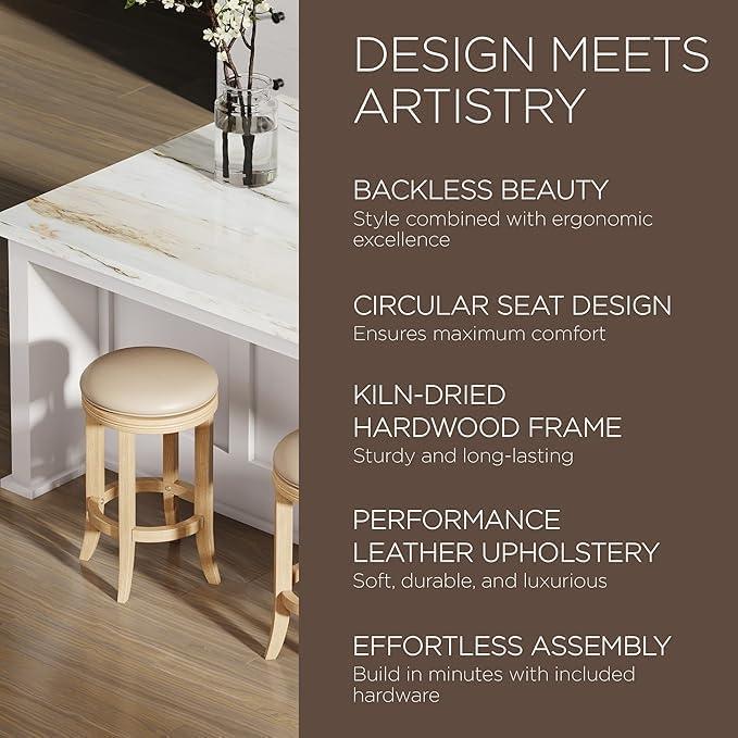 Maven Lane Maven Lane Eva Stool with Vegan Leather Upholstery
