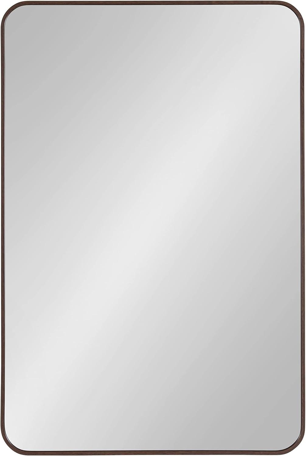 Kate and Laurel Zayda Radius Rectangle Framed Wall Mirror, 24x36, Walnut Brown