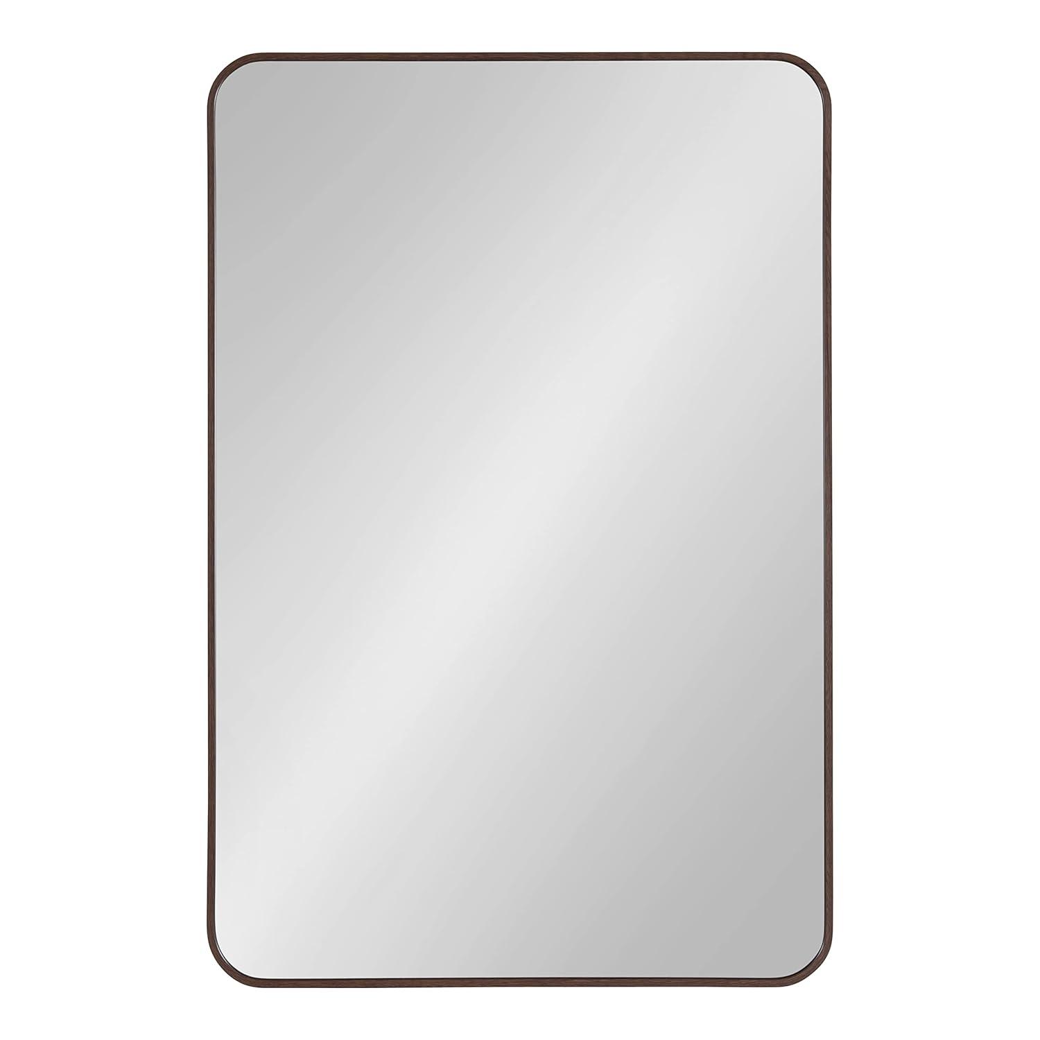 Kate and Laurel Zayda Radius Rectangle Framed Wall Mirror, 24x36, Walnut Brown