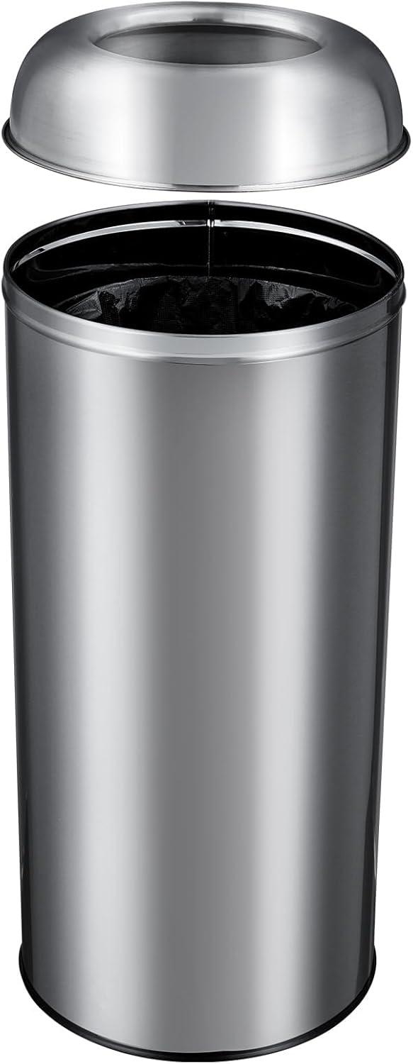 65 L / 17 Gal Open Top Trash Can Commercial Grade Heavy Duty Brushed Stainless Steel for Outdoor | Kitchen Waste Bins Home House Family