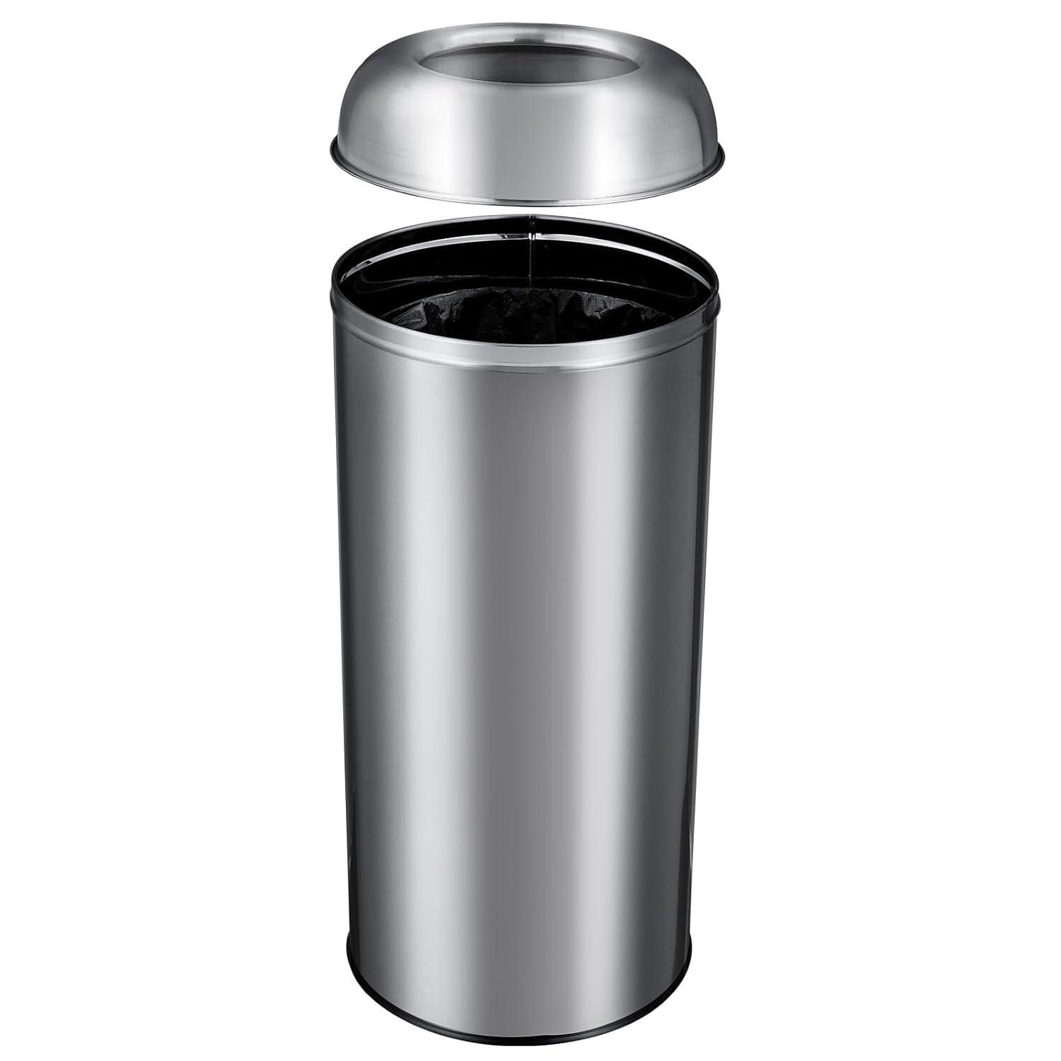 65 L / 17 Gal Open Top Trash Can Commercial Grade Heavy Duty Brushed Stainless Steel for Outdoor | Kitchen Waste Bins Home House Family