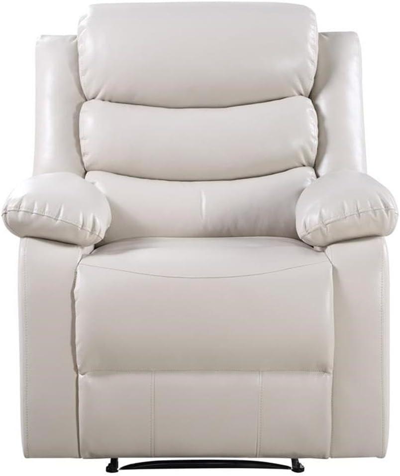 39" Eilbra PU Accent Chair Beige - Acme Furniture: Smooth Faux Leather, Pocket Coil Seating