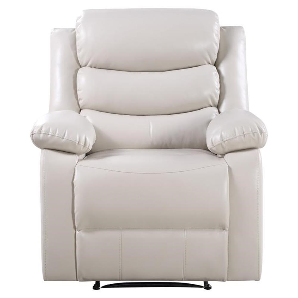 39" Eilbra PU Accent Chair Beige - Acme Furniture: Smooth Faux Leather, Pocket Coil Seating