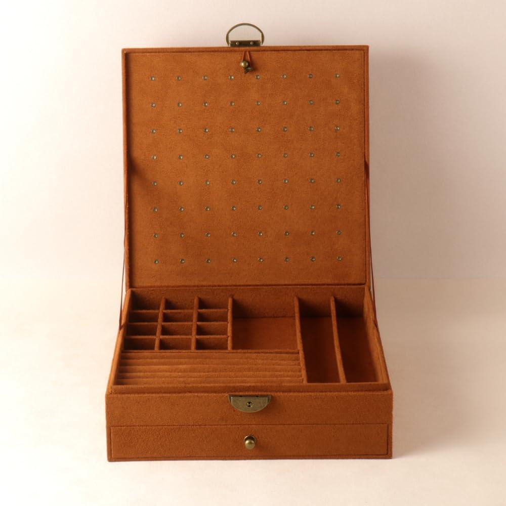 Women Jewelry Box Lockable 3 Layers Large Jewelry Organizer Storage Case for Earrings Necklaces Rings Bracelets,Green Display Jewel Holder (Green)