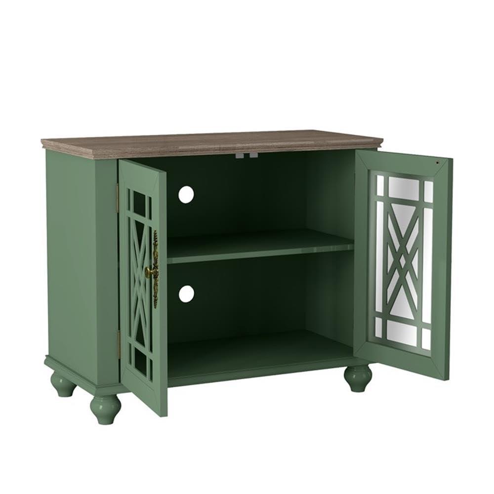 LIVILAND 38" Vintage Style Wood Kitchen Accent Buffet Sideboard Cabinet - Green