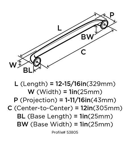 Amerock Kane 12 inch (305mm) Center-to-Center Polished Nickel Appliance Pull