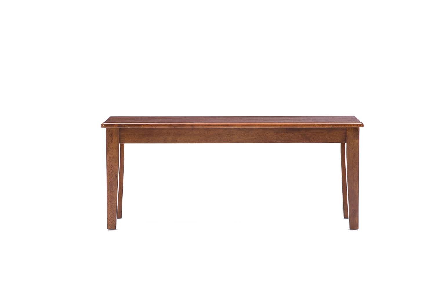 Boraam Shaker 18in Dining Height Backless Wood Dining Bench, Walnut Finish