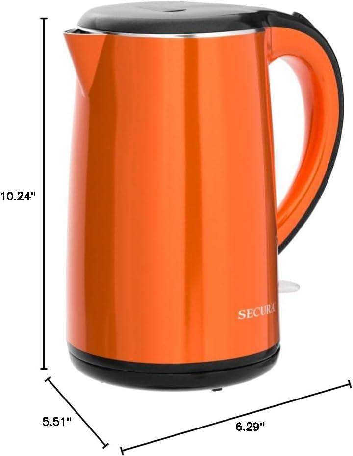 1.8 Quart Orange Stainless Steel Electric Kettle