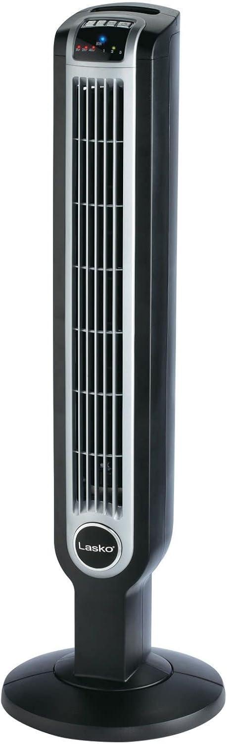 Lasko 36" Oscillating 3-Speed Tower Fan and Ionizer with Remote, Black, 2505, New