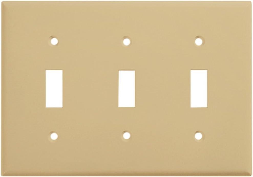 Ivory Glossy 3-Gang Polycarbonate Toggle Light Switch Wall Plate