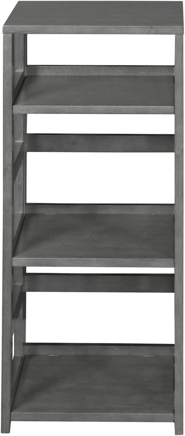 Flip Flop 34" Gray Pine Wood 3-Shelf Folding Bookcase