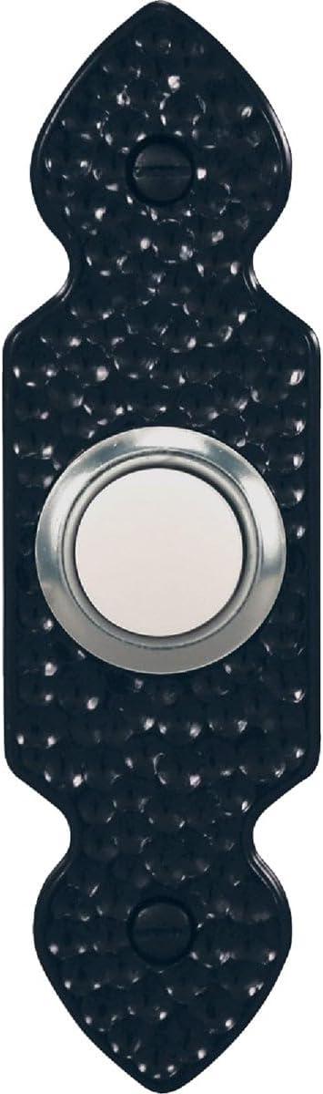 Hammered Black Wired Pushbutton Doorbell with Light