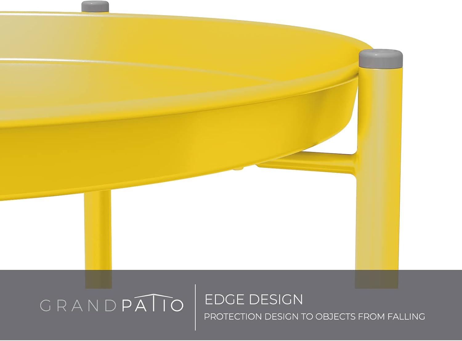 Yellow 2-Tier Steel Round Patio End Table