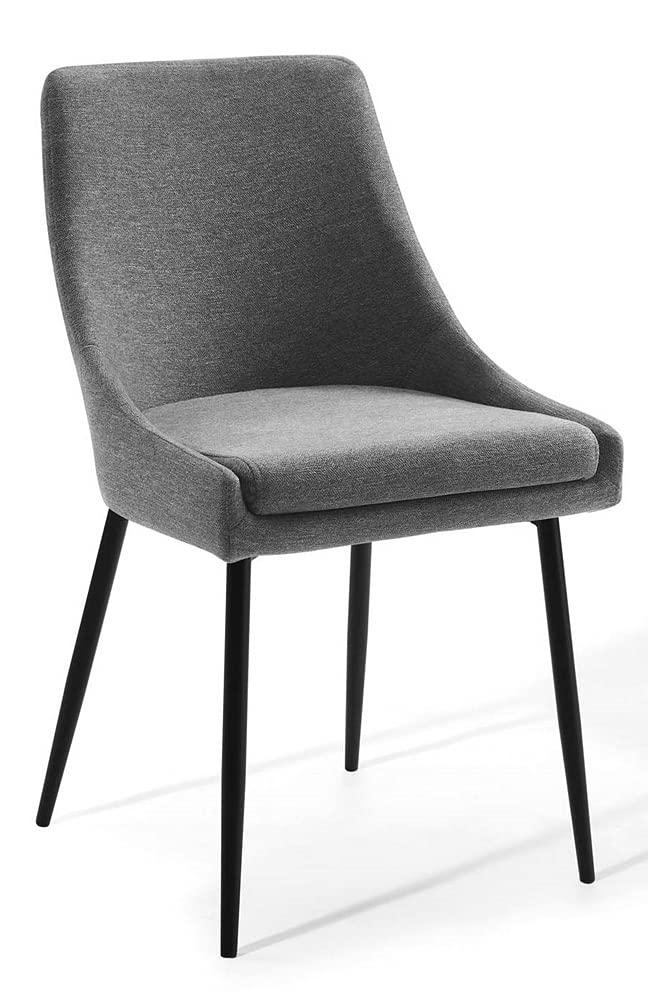 Modway Viscount Upholstered Fabric Dining Chairs - Set of 2, Black Charcoal
