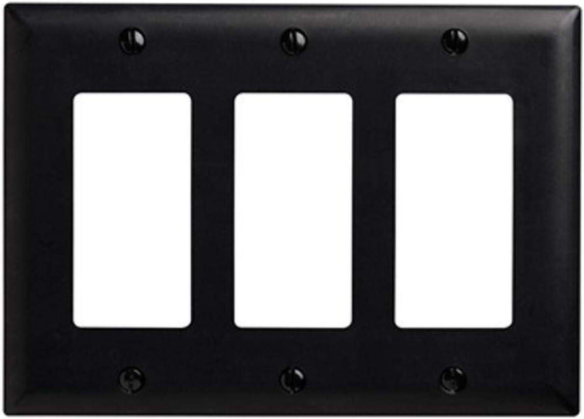 Matte Black Triple Gang Modern Wall Plate Cover
