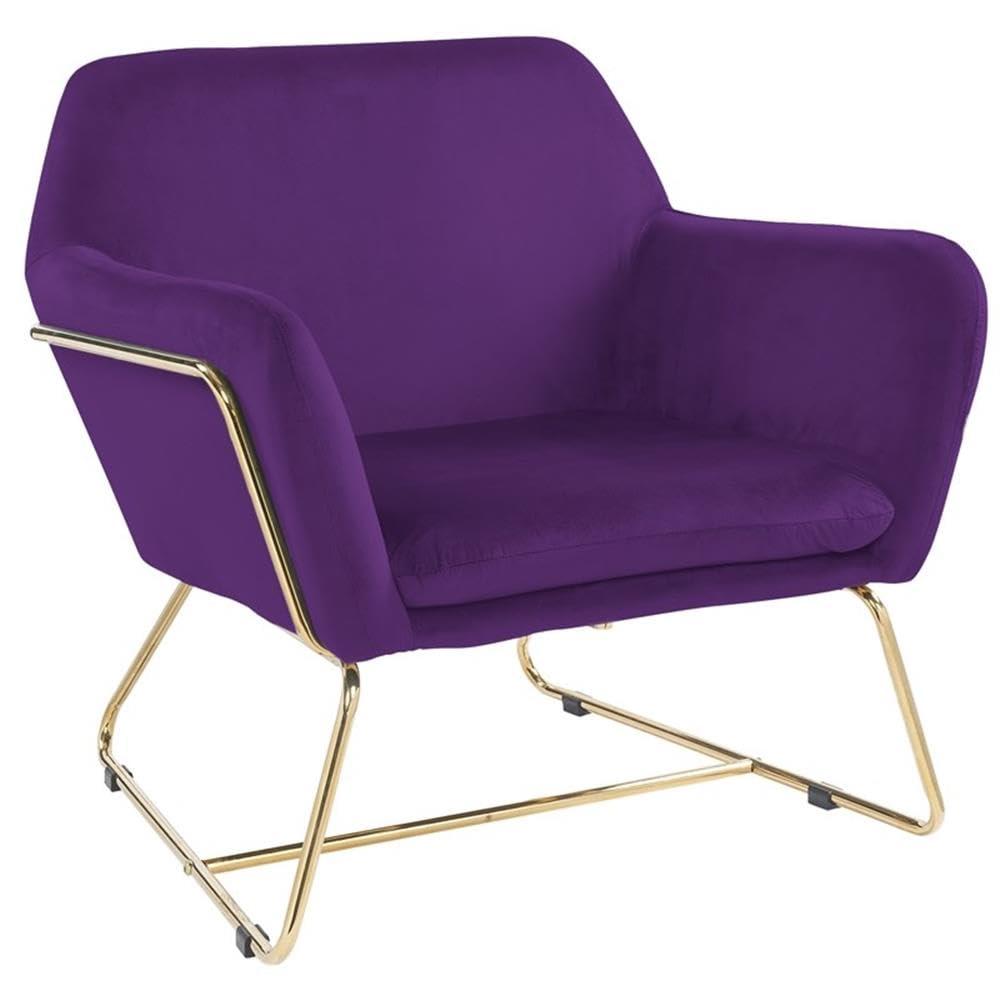 Keira Purple Velvet Accent Chair with Metal Base