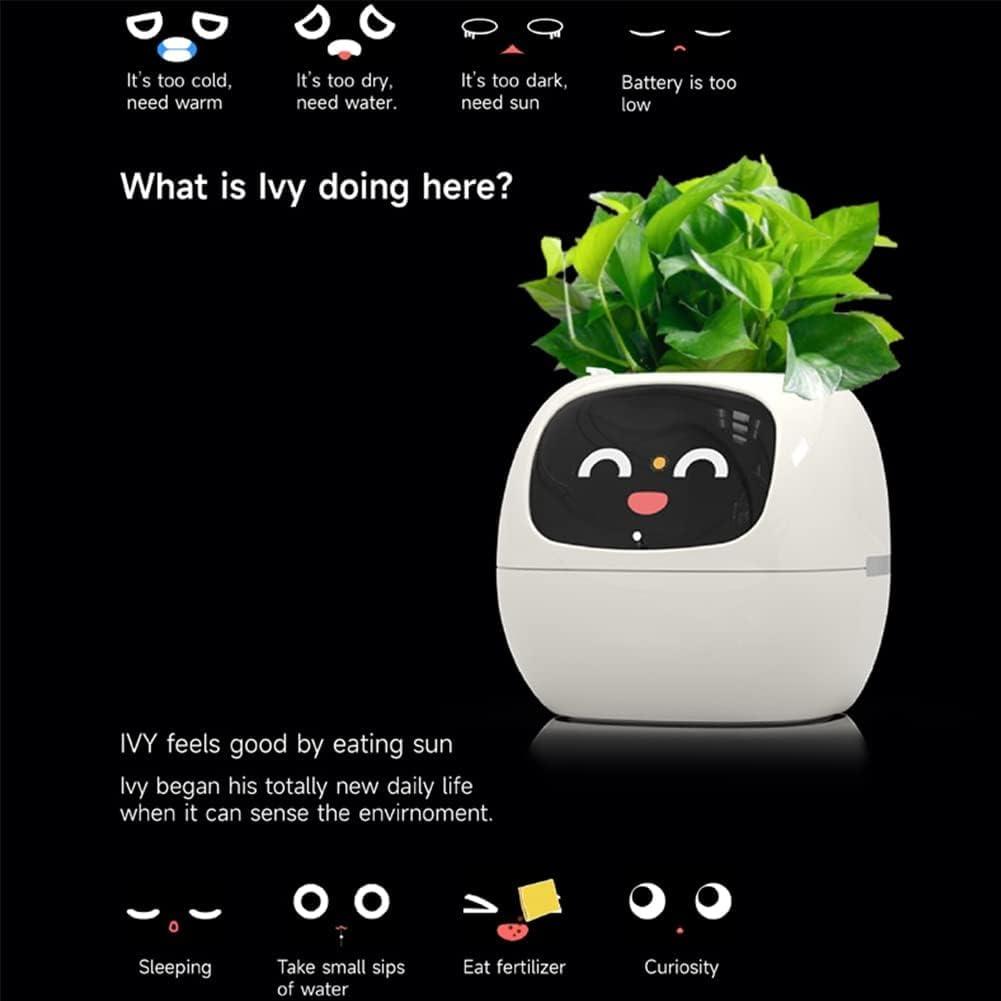 SENIURIS Ai Smart Planter, Intelligent Multiple Pets Like Expressions Flowerpots with Sensors, Smart AI Chips Make Rasising Plants Easy and Fun for Living Room. (Yellow)