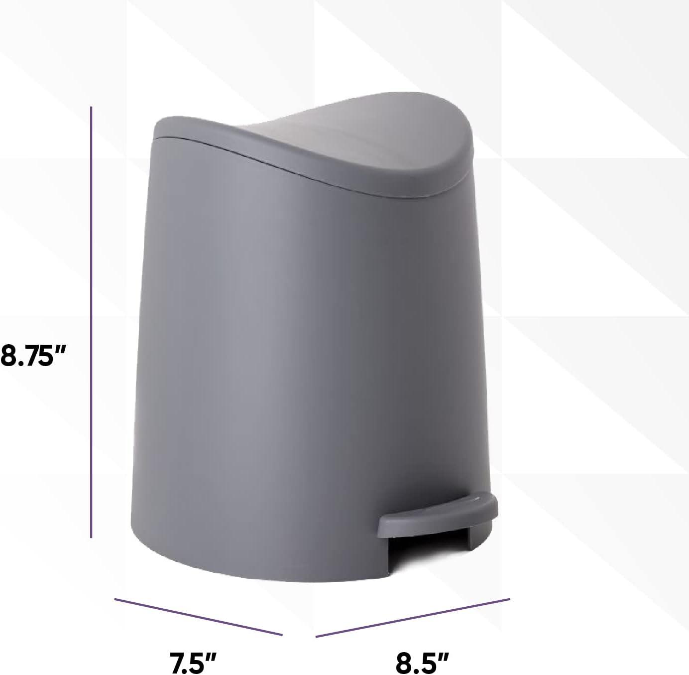 Gray Plastic Mini Bathroom Trash Can with Pedal