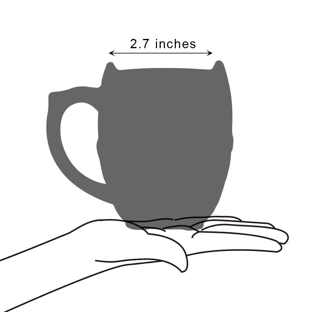 SQOWL 3D Coffee Mug Cute Set of 2 Owl Ceramic Coffee Mugs with spoons Office Tea Cups for Women Men 12 oz Cyan and Red