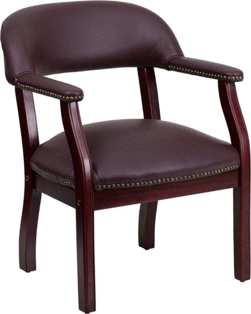 Leather Seat Waiting Room Chair with Wood Frame